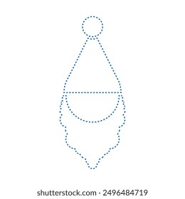 Vector drawing beard and hat, dotted line color blue, flat style