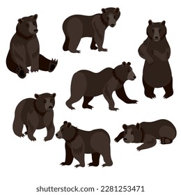 vector drawing bears, hand drawn animals isolated at white background , cartoon style characters