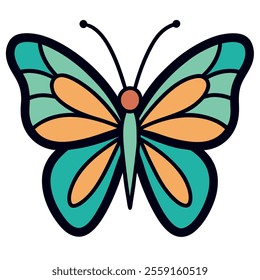 Vector drawing of beautiful butterfly cartoon illustration and modern design 