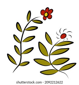 vector drawing of a beautiful flower with its leaves
