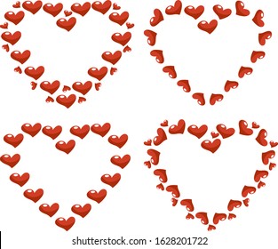 Vector drawing of a beautiful frame for Valentine's Day. The 14th of February. In the shape of a heart
 frame for text on a white isolated background. St. Valentine's Day.