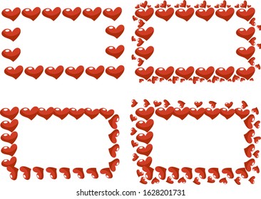 Vector drawing of a beautiful frame for Valentine's Day. The 14th of February. Square, Rectangular frame for text on a white isolated background. St. Valentine's Day.