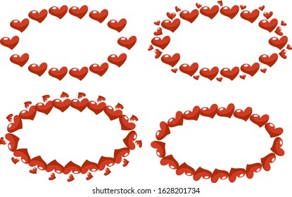 Vector drawing of a beautiful frame for Valentine's Day. The 14th of February. Round, Oval frame for text on a white isolated background. St. Valentine's Day.