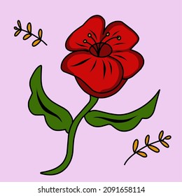vector drawing of beautiful red flowers