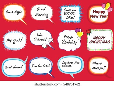 vector drawing beautiful speech bubble set
