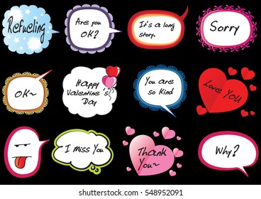 vector drawing beautiful speech bubble set