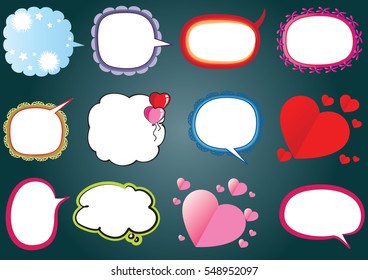 vector drawing beautiful speech bubble set