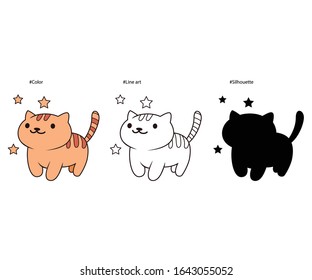 Vector drawing beautiful of a three cat