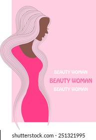 vector drawing of a beautiful woman with long hair  can be used as business cards and advertising and invitation and gift card