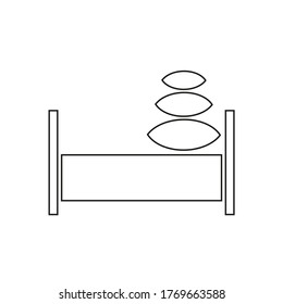 Vector drawing bed with a pillow, contour flat style