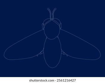 Vector drawing of a bee contour. Vector illustration