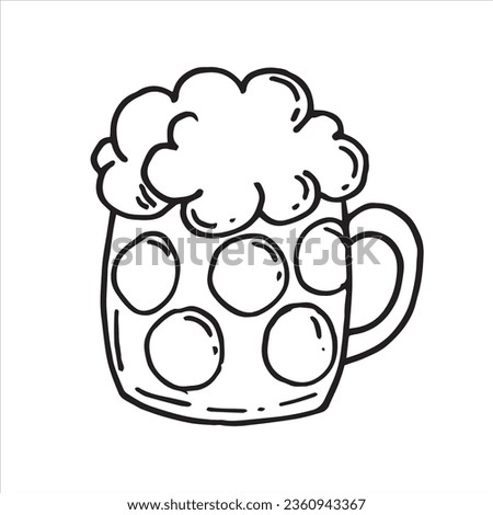vector drawing of a beer mug in doodle style on the Octoberfest theme. cute simple drawings with beer, sausages, beer festival in October