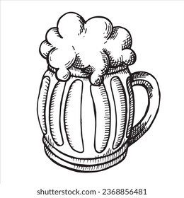 vector drawing of a beer mug in sketch style. vintage illustration on the theme of October fest