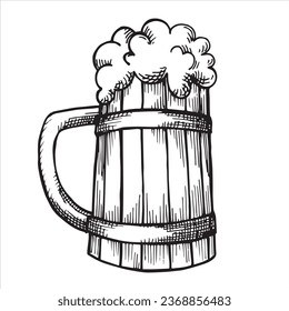 vector drawing of a beer mug in sketch style. vintage illustration on the theme of October fest