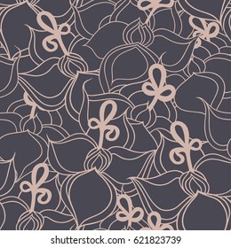 The vector drawing of beige flowers on a lilac background.