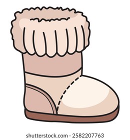 A vector drawing of a beige Ugg boot with a cozy and stylish design. 