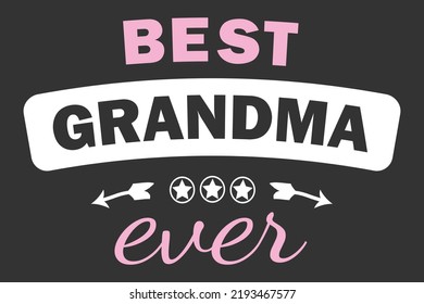 Vector drawing best grandmother, print for clothes, sticker. Vector elements.