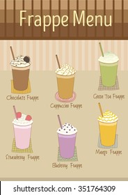 Vector drawing beverage frappe.Menu for coffee or bakery shop.