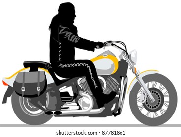 Vector drawing a big color motorcycle