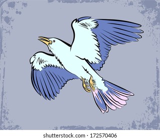 Vector drawing of a big motley flying bird.