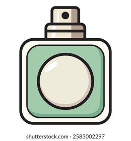 A vector drawing of a big perfume bottle flat icon, designed with a sleek and modern aesthetic.