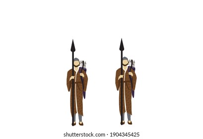 Vector drawing of Bigthan and Teresh: two eunuchs in service of the Persian king Ahasuerus, according to the Book of Esther.
Individual figures on a white background