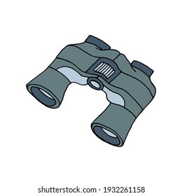 Vector drawing of binoculars on a white background. Doodle sketch style.