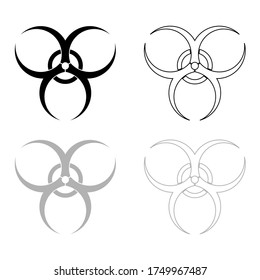 Vector drawing biohazard, silhouette and contour color black and gray