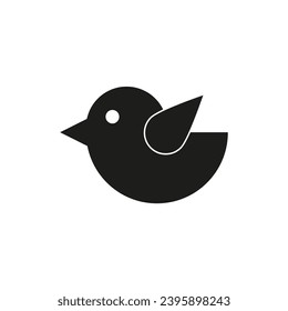 Vector drawing of a bird. Flat style color black