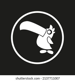 Dibujo vectorial de un pájaro con un gran pico de color blanco de estilo plano