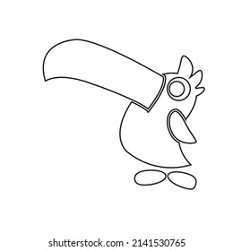 Vector drawing of a bird with a large beak, flat style contour