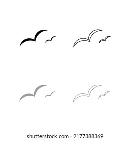 Vector drawing birds, color black and gray flat style