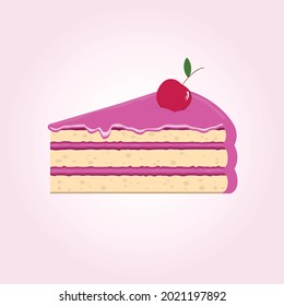 Vector drawing of a birthday cake with a cherry on the cake