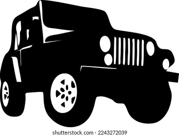 a vector drawing of a black car