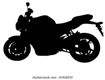 Vector drawing black motorcycle. Silhouette on a white background