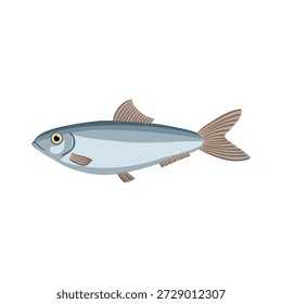 Vektorgrafik Schwarze Meerespflanze , Kommerzieller Fisch einzeln auf weißem Hintergrund, handgezeichnete Illustration