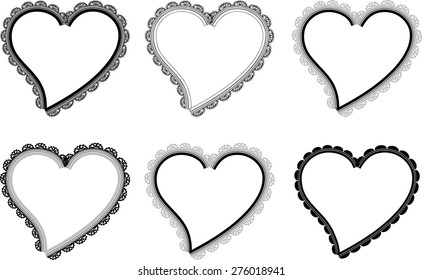 vector drawing black and white heart shapes