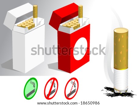 Vector Drawing Blank Boxes Cigarettes Set Stock Vector (Royalty Free