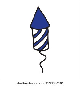 vector drawing in blowing style. firework rocket. festive salute, fireworks, independence day. 4th of July