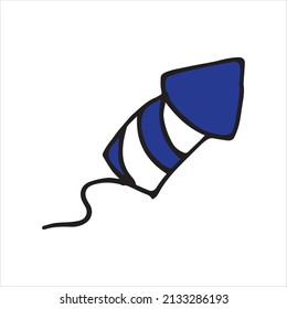 vector drawing in blowing style. firework rocket. festive salute, fireworks, independence day. 4th of July