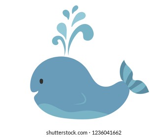 Vector drawing of a blue cute whale.
