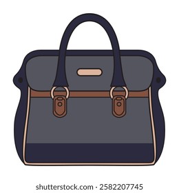 A vector drawing of a blue fashion bag, designed with a modern, sleek look. 