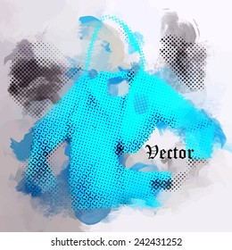 Vector drawing blue jacket