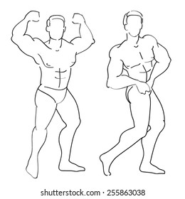 Vector drawing of a bodybuilder, athlete.