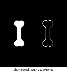Vector drawing bone, silhouette and contour color white flat style
