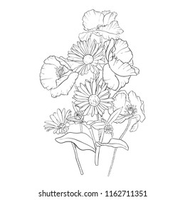 22 Line Drawing Of Boquet Images, Stock Photos & Vectors | Shutterstock