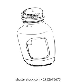 Frasco de dibujo del vector con etiqueta 