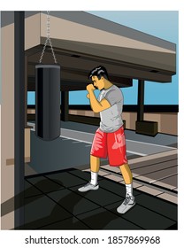 Vector drawing of a boxer practicing
This character has the ability to move all components
