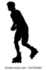 Vector drawing boy athlete on skates