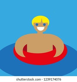 vector drawing of a boy in a lifeline